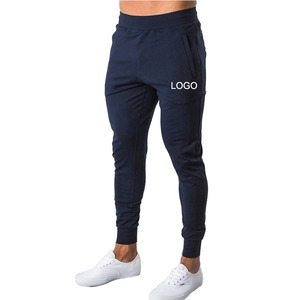 Pantalones de hombre de algodón sólido personalizados, pantalones de chándal ajustados con cordón para correr, pantalones de chándal ajustados para hombre, ropa deportiva para correr y gimnasio - Product Image 1