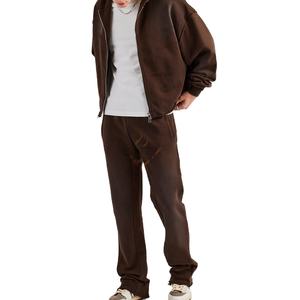 Conjunto Deportivo Personalizado para Hombre con Sudadera con Capucha Extra Grande con Cierre y Pantalones Acampanados con Lavado Ácido y Decoloración al Sol, con Logotipo Personalizado, Transpirable - Product Image 5