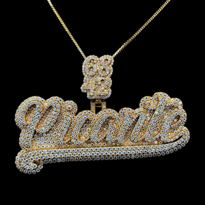 Pendentifs personnalisés chrétiens hip-hop en argent sterling 925, certifiés GIA, plaqués or 10K, avec moissanite VVS testée - Product Image 1