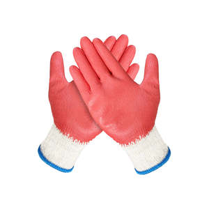 Guantes Transpirables de Algodón CVC con Revestimiento de Látex, Puño Elástico, Protección para las Manos en la Construcción - Product Image 1