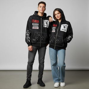 Rexfit Sports Premium Custom DTG Printed Acid Wash Zip-Up <b>Hoodie</b> Heavyweight Fleece Streetwear Full Zipper Hoodies OEM - Product Image 4