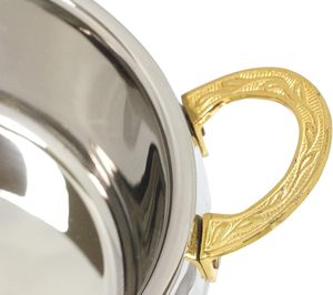 Casserole isolée en acier inoxydable martelé aux couleurs personnalisées, or et argent, poignées de couvercle de marmite, chauffe-plats en acier, plat de service - Product Image 2