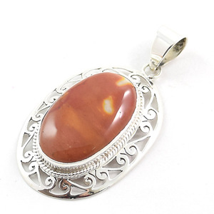 Colgante de jaspe mookaite rojo natural plata de ley genuina hecho a mano elegante colgante de piedras preciosas Plata de Ley 925 - Product Image 2