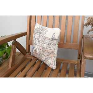 Beige Wool Kantha Patchwork <b>Pillow</b> 12x12 Inches Rustic Floral Embroidered Vintage Print Pattern for Floor Use for <b>Christmas</b> - Product Image 3