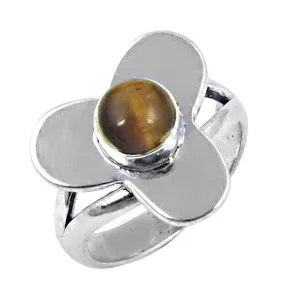 Bague en argent 925 avec œil de tigre et fleur pour femmes, bijoux élégants, cadeau - Product Image 3