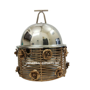 Calentador de alimentos de acero inoxidable con tapa pulida con espejo Suministros de hotel Cazuela de diseñador Recién llegado Olla de metal decorativa - Product Image 2