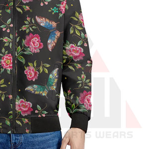 Chaqueta Bomber de Lona Sublimada de Alta Calidad con Estampado Frontal Personalizado al por Mayor, Chaqueta Casual de Invierno para Hombre, Resistente al Viento, con Bolsillos, 300g - Product Image 6