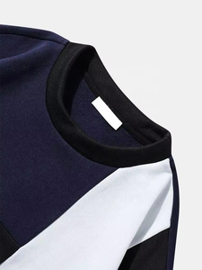 Suéter de Punto de Lana con Bloques de Color Modernos para Hombre al por Mayor, Diseño de Logotipo Personalizado OEM, Manga Larga, Cuello en V, Transpirable, Colección de Otoño - Product Image 4