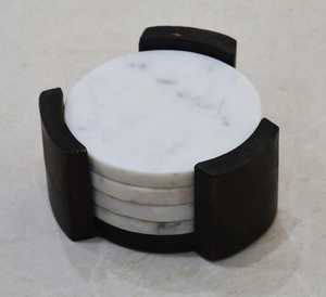 Posavasos de mármol con incrustaciones de latón en rodajas de diseñador hechos a mano, alfombrillas y almohadillas absorbentes para uso en el hogar, la Oficina y el Hotel - Product Image 2