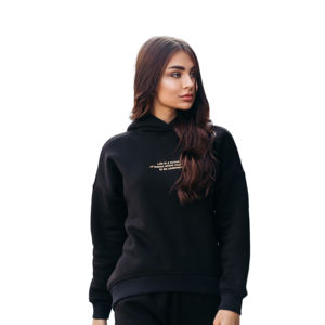 Pull à capuche en polaire 480 GSM pour femmes pull Logo personnalisé couleur unie paillettes technique délavée sweats à capuche épaissis - Product Image 6