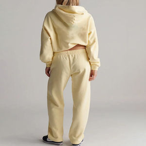 Venta al por mayor de las señoras de algodón polar Sudadera con capucha Jogger dos piezas Conjunto personalizado 3D Puff estampado chándales para las mujeres - Product Image 4