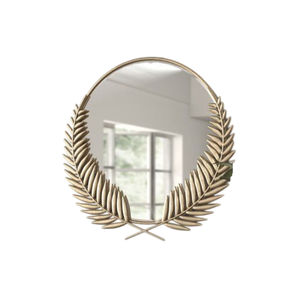 Exclusive Gold Metal Leaf Frame Round <b>Wall</b> Mounted <b>Mirror</b> Modern Home Living Room Decorative <b>Wall</b> <b>Mirror</b> <b>Wall</b> <b>Art</b> <b>For</b> Hot Sale - Product Image 2