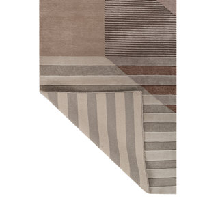 พรมขนสัตว์ถักมือ Aprezo สีเบจ-น้ำตาล ลายแบบนามธรรม สำหรับห้องนั่งเล่นในบ้าน ขนาด 9x12 ฟุต รูปทรงสี่เหลี่ยมผืนผ้า พรมปูพื้นทางเดินแบบจิ๊กซอว์ - Product Image 5