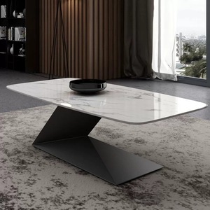 Modern Rectangular Stone Top Coffee <b>Table</b> 110x55x45cm Iron Legs Living Room Furniture <b>Side</b> <b>Table</b> Durable Set - Product Image 2