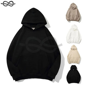 Sudadera con capucha básica de color sólido para hombres y mujeres, Sudadera negra holgada con diseño de capucha de bolsillo frontal de manga larga - Product Image 2