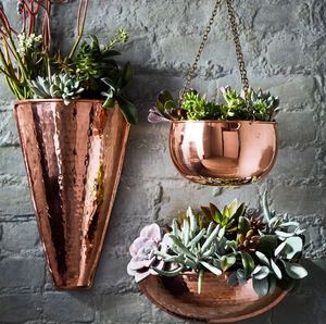 Copper The planter is handcrafted of solid copper Simplistic in form this <b>beautifully</b> crafted receptacle surrounds small plants - Product Image 6