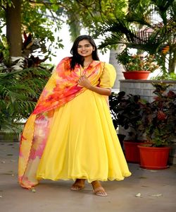 Vestido DE TRABAJO estampado georgtte de moda con dupatta Festival wear ropa de mujer India mejor precio textil ropa dupattas - Product Image 2