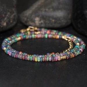 Ethiopian Fire Opal <b>Necklace</b> for Women <b>October</b> <b>Birthstone</b> Rondelle Shaped Natural Gemstone Rare <b>October</b> Gift for Her - Product Image 2