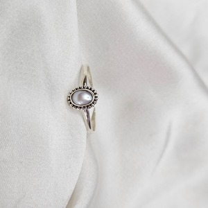 Bague ovale en argent avec pierre de perle bague en argent léger prix bon marché bague légère - Product Image 5