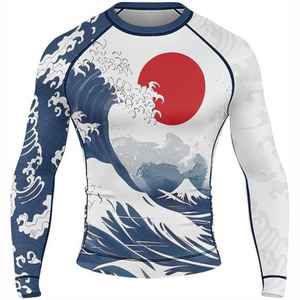 Design Your Own Sublimation Compression Shirt Bjj Rash guard Custom Printed Men's Men Technology OEM Grappling MMA Rash Guard - Product Image 3