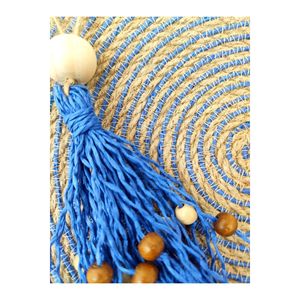 Borsa in juta con nappine blu fatta a mano da donna borsa in paglia a tracolla borsa Mini-20 Cm