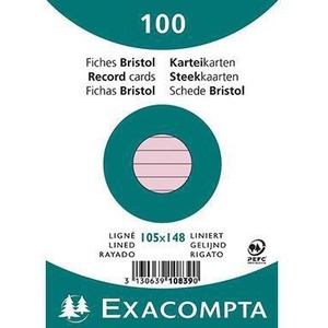 เอ็กซาคอมต้า ดิน เอ 6 บัตรอินเด็กซ์สีชมพูแบบมีเส้น 100 ชิ้น/แพ็ค ที่ใส่การ์ดและโน้ต - Product Image 1