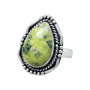 Nueva joyería de piedra natal sólida pura Plata de Ley 925 Natural Atlantasite anillos en forma de pera joyería fina para compromiso de bodas - Product Image 2