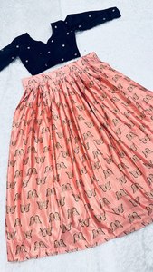 Western Look Soft& Smooth Fabric Digital Printed Banarasi Zari <b>Gota</b> Silk Fabric High Fashionable Lahenga Choli For Ladies Wear - Product Image 5