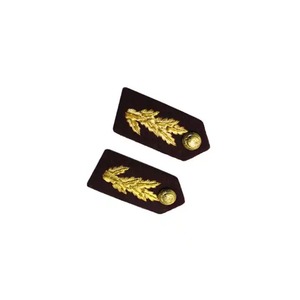 OEM personalizado escarlata amarillo negro hoja bordada Gorget Collar parche cosido fieltro diamantes de imitación amarillo hoja Collar parches - Product Image 5