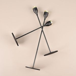 Juego de portavelas decorativo para el hogar, soporte de vela de Metal en hierro, soporte de vela con revestimiento de polvo negro - Product Image 4