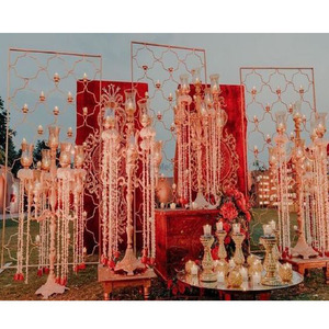 Lujosa Pared de vela para eventos de boda al aire libre, decoración moderna para paredes de boda, soportes de Metal dorado para pared - Product Image 1