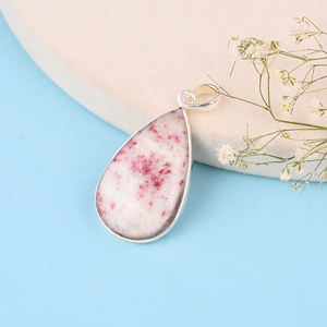 Colgante de Plata de Ley 925 con piedras preciosas de cinabrio natural con ajuste de bisel de moda Chapado en plata Colgante de moda para mujer. - Product Image 3