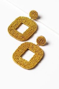 Handmade Glass Beads Fabric Women's <b>Fashion</b> <b>Drop</b> <b>Earrings</b> with Lock Shape for Anniversary Occasions - Product Image 3