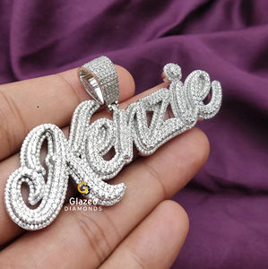 Fascinante colgante de letra Hip Hop para hombre Plata de Ley 925 con diamante de moissanita de corte redondo de claridad VVS para fiestas - Product Image 6