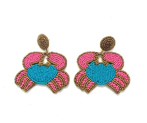 Pendientes hechos a mano con cuentas de cangrejo, arcoíris, bohemio, Verano - Product Image 4