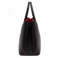 Bolso Tote de Mujer, de Cuero Genuino Negro, Estilo Vintage, con Cierre, Resistente al Agua, Forro de Algodón, Estructurado, de Lujo, para el Trabajo