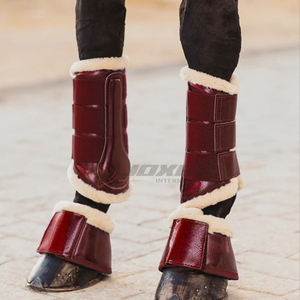 Bottes cloches de cheval en cuir PU durables, imperméables et respirantes avec doublure en polyester teddy, idéales pour l'entraînement et la compétition. - Product Image 2