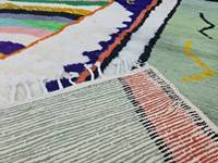 Funky handgemachte Wolle Teppich Boho Fluffy benutzer definierte abstrakte Berber gewebte gemütliche Teppich Chic weiß und grün einzigartige Patchwork-Bereich Teppich