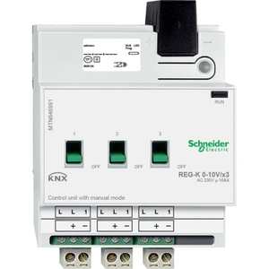 Unità di Controllo SCHNEIDER ELECTRIC MTN646991 Grigio Chiaro 0-10 V REG-K/3-Gang con Modalità Manuale Ingresso e Uscita Elettrica - Product Image 1