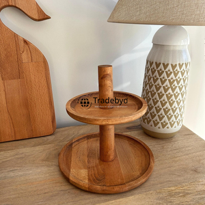 Soporte de pastel de madera redondo decorativo para mesa rústica y decoración del hogar Tradebyd - Product Image 6