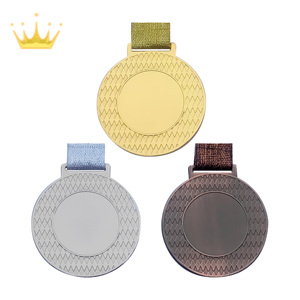 Médaille ronde en métal abstraite en diamant de 70 mm à suspendre pour les événements sportifs et les compétitions générales, chaque médaille or, argent, bronze, cordon BAGUSS - Product Image 1