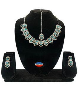 8637 classique collier ras du cou ensemble diamant-correspondant boucles d'oreilles pour les femmes pour les mariages fiançailles ensembles de bijoux de mode traditionnelle - Product Image 5