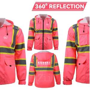 Veste de sécurité d'hiver personnalisée, chemise à manches longues haute visibilité, réfléchissante, construction, sécurité, dur, pour LED flash, coton, classe 2 - Product Image 5