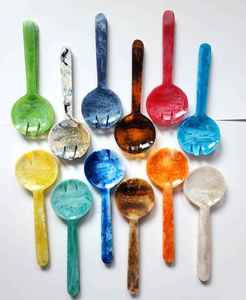 Ensemble de couverts multifonctionnels colorés faits à la main écologiques modernes avec manche en résine, lavable au lave-vaisselle, vaisselle promotionnelle pour salade - Product Image 5