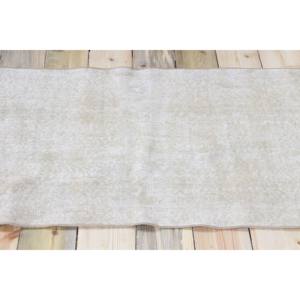 พรมตุรกีขนาดเล็ก 2.6x3.6 ฟุต พรมวินเทจ สีเบจเทา พรมขนสัตว์สีพื้น - Product Image 3