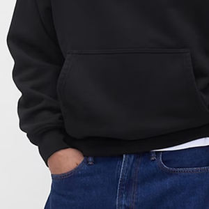 Conception de logo personnalisée et cordon de serrage pour ajuster le capuchon / Sweat-shirt à capuche pour homme en couleur unie lourd avec un design tendance décontracté - Product Image 3