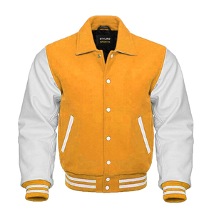 Vente en gros de veste universitaire en laine de haute qualité pour hommes superbe bombardier de baseball manches en cuir léger respirant long motif d'hiver - Product Image 5