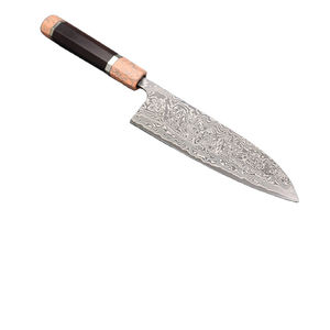 Cuchillo de Chef de Acero de Damasco Hecho a Mano, Hoja con Borde Dentado, Punta de Clip, Herramienta de Cocina de Alta Calidad, Personalizable OEM, Garantía de 3 Años - Product Image 1