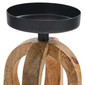 Dernier bougeoir en métal et en bois au design antique avec base en bois bougeoir en métal maison hôtel salon table centre de table - Product Image 1