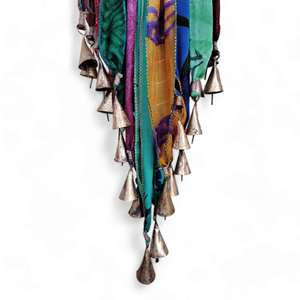 Recycled Silk Sari Saree <b>Wall</b> Hanging Bohemian Home Decoration Vertical Hippy Hippie <b>Wall</b> Art Wind Chime Mobile Sun Catcher - Product Image 4